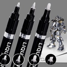 3PK Liquid Chrome Markers Permanent Mirror Paint Pens 3 Tips 0.7/1/3mm
