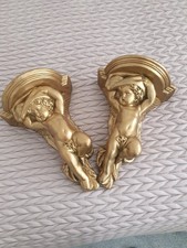 Antique Plaster Cherub Wall Shelves