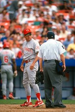 Manager Davey Johnson of Cincinnati Reds argues with an umpire at - Old Photo