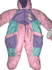 Beatrix Potter Snowsuit Size 6M Peter Rabbit Baby Girl Bunting Pink Hood Mittens