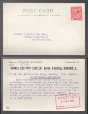 1925 KGV Stokes Castings Ltd 1d Postcard