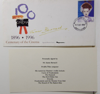 James Bernard Composer Signed Centenary Of Cinema Envelope 2/10 COA USP2-125
