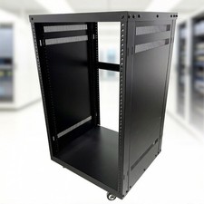 12U Open Frame Server Rack Ventilated Shelves Lockable Braked Casters Offices