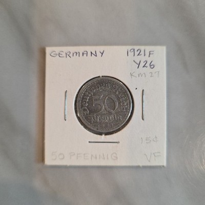 Germany, Weimar Republic 1921-F 50 Pfennig Coin
