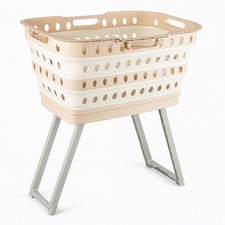 Image of Large Capacity Foldable Laundry Basket with Standing Legs Collapsible Hamper
