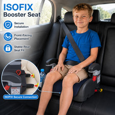 Kids Car Booster Seat with ISOFIX Connectors & Removable Cup Holder, Child Trave
