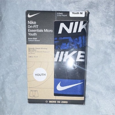 Nike Dri-FIT Essentials Microfiber Boys Boxer Briefs 3-Pack Youth M