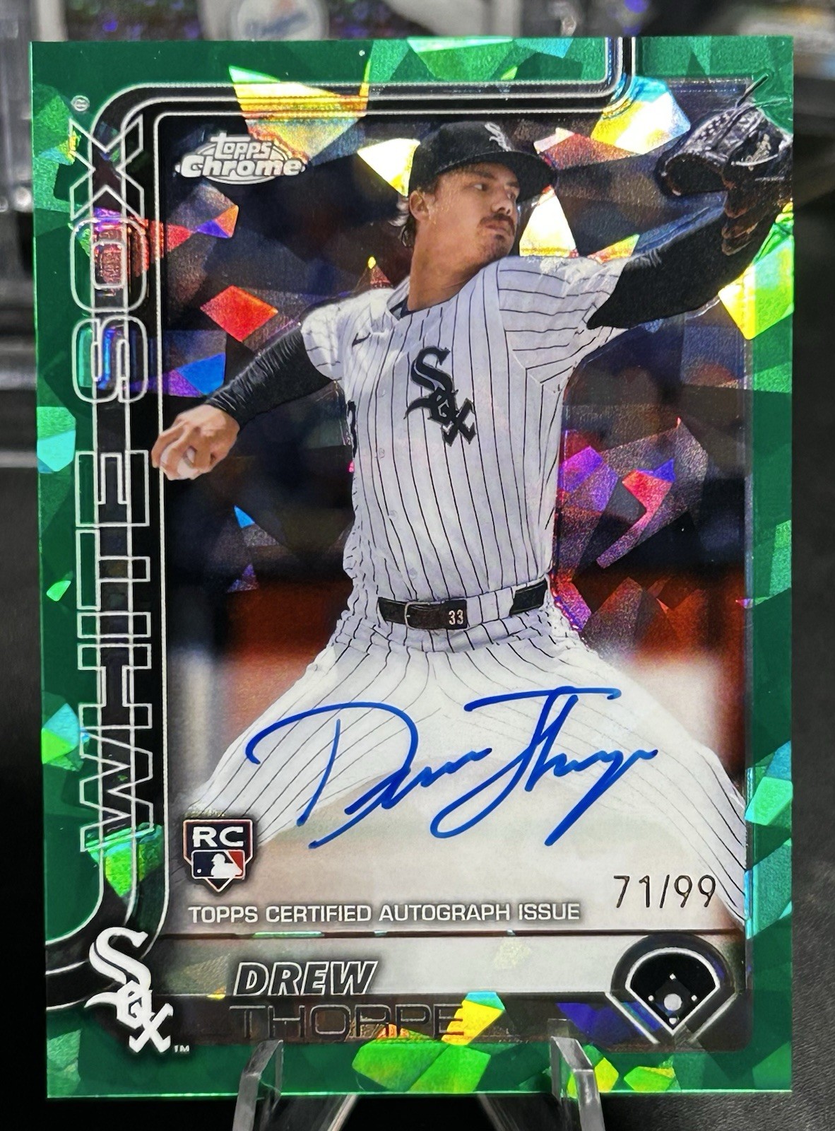 2025 Topps Chrome Sapphire Drew Thorpe Rookie Auto RC Green Refractor #/99