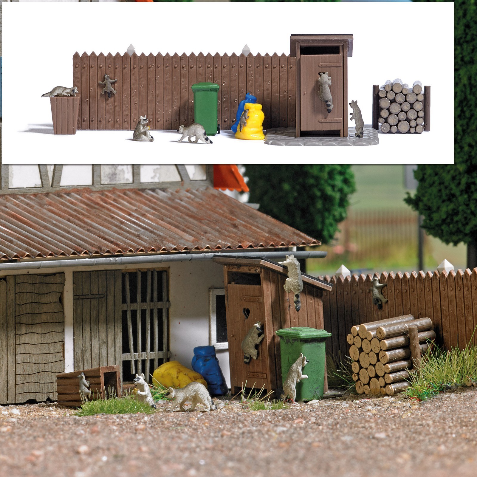 Busch H0 7922 Action Set: Raccoon Scene Set Diorama 1:87