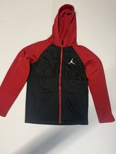 Jordan Boys Medium 10-12 Red Black Full Zip Hoodie Jacket Jumpman Youth