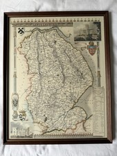Lincolnshire Decorative Map Detailed 19th Century By Thomas Moule Framed