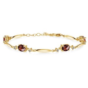Authentic 18K Yellow Gold Plated Silver Gemstone Birthstone and Diamond Tennis Bracelet