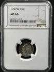 1949-D  10C Roosevelt Dime NGC MS66     8699811-012