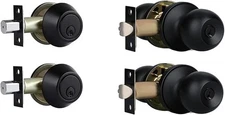 Single Cylinder Deadbolt Lock and Door Knob Set, Keyed Alike Door Locks,2Pcakset