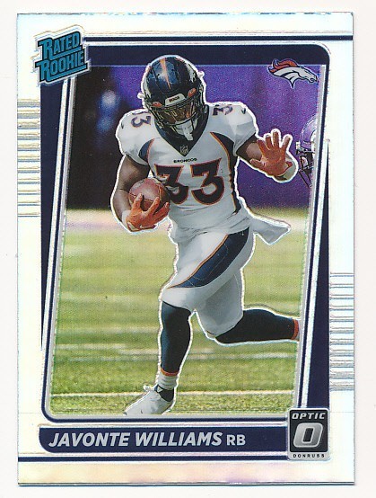 JAVONTE WILLIAMS 2021 DONRUSS OPTIC RATED ROOKIE SILVER PRIZM #215 RC BRONCOS