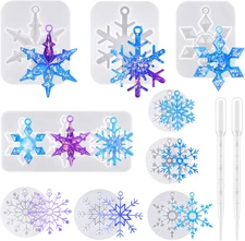 Snowflake Resin Molds Silicone, 9 Pieces Snowflake Resin Casting Molds, Christma