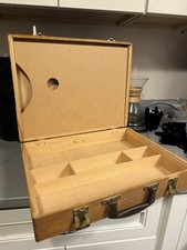 VTG Wooden Hinged Artist Painters Box with Do...