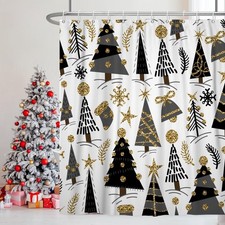 Christmas Decor Shower Curtain for Bathroom 72x72inches Christmas Trees Showe...