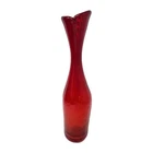 Blenko Red Crackle Glass Swung Vase 64B 10.25" MCM Vintage