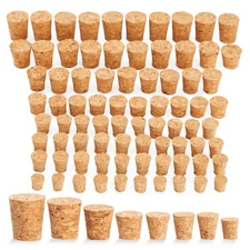 80-Pcs Small Cork Stoppers Assorted Sizes - Mini Tapered Plugs for Wine Bottles