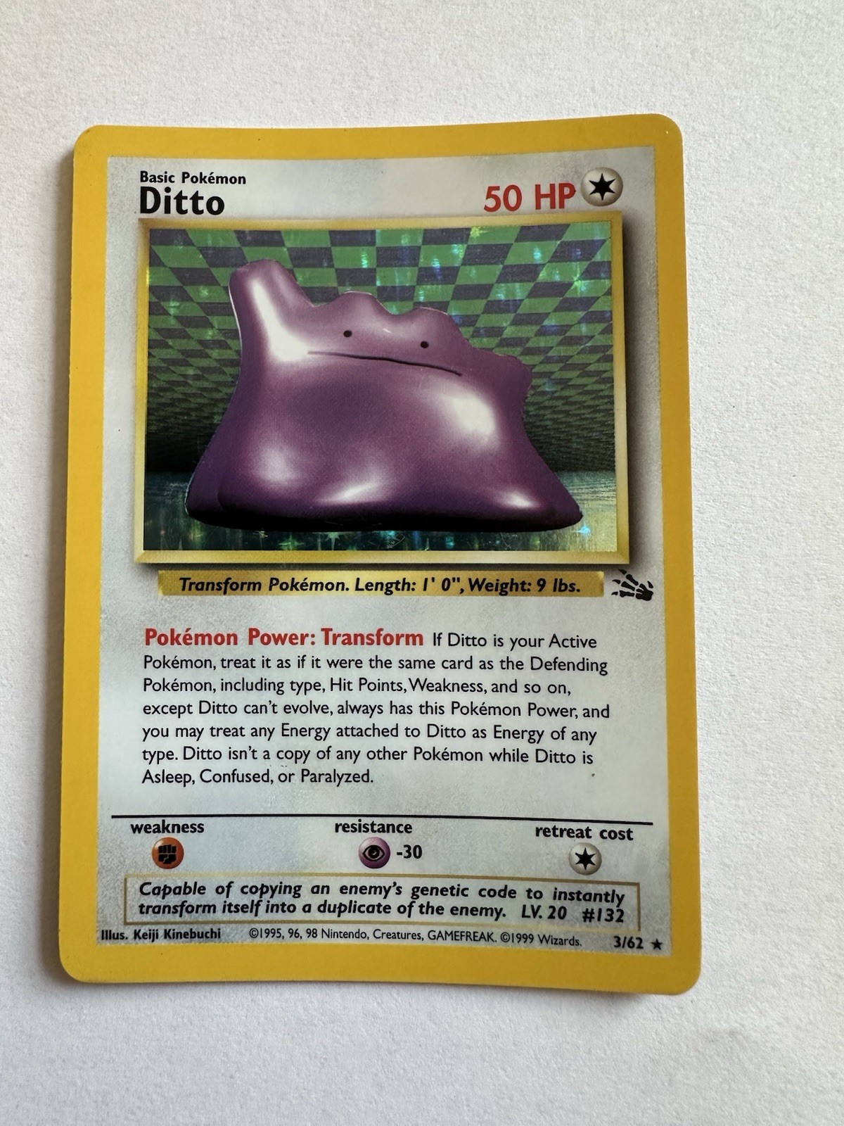 Pokemon Ditto Fossil Set Holo Rare card LP/MP 3/62