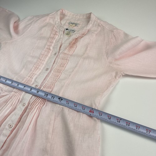 Malvin Love Linen Button up Top S Powder Pink Quiet Luxury Cottagecore Coastal - Picture 7 of 13