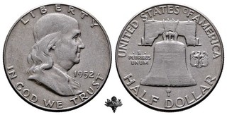 USA 1/2 half Franklin dollar 1952 Philadelphia SILVER Silbermünze United States