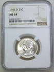 1955-D Washington Quarter NGC MS64 Frosty White New Holder #H320P