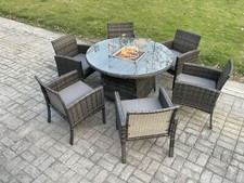 Fimous 12 Option Rattan Dining Table Chair Set Garden Furniture Dark Grey Mix