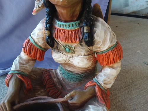 VINTG 1976 Indian Woman Statue/Sculpture Southwest Native American Decor Culture - Picture 3 of 10
