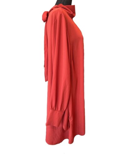 NWT City Chic Womens Small Orange Rust Long Sleeve Tie Neck Tunic Dress Sz Small - Picture 3 of 6