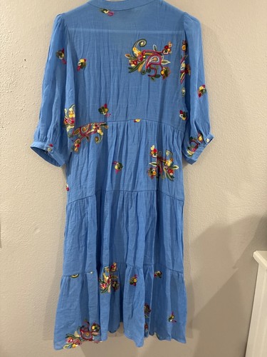 Vestido Figueroa & Flower Mujer Azul Midi Flores Bordado Talla S - Imagen 7 de 8