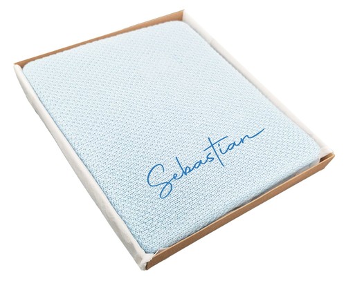 Personalised Baby Bamboo Knitted Blanket Soft Natural Breathable Blanket Wrap - Picture 3 of 13
