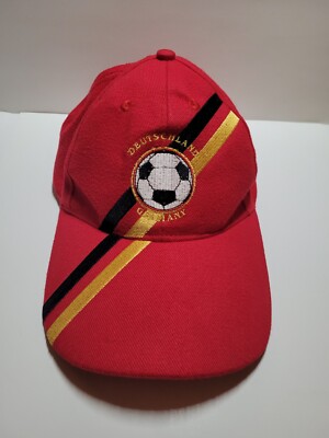 Please Read. Deutschland Germany football soccer cap red hook-and-loop.