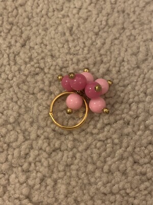 Vintage Barbiecore Pink Plastic Lucite Bobble Charm Ring