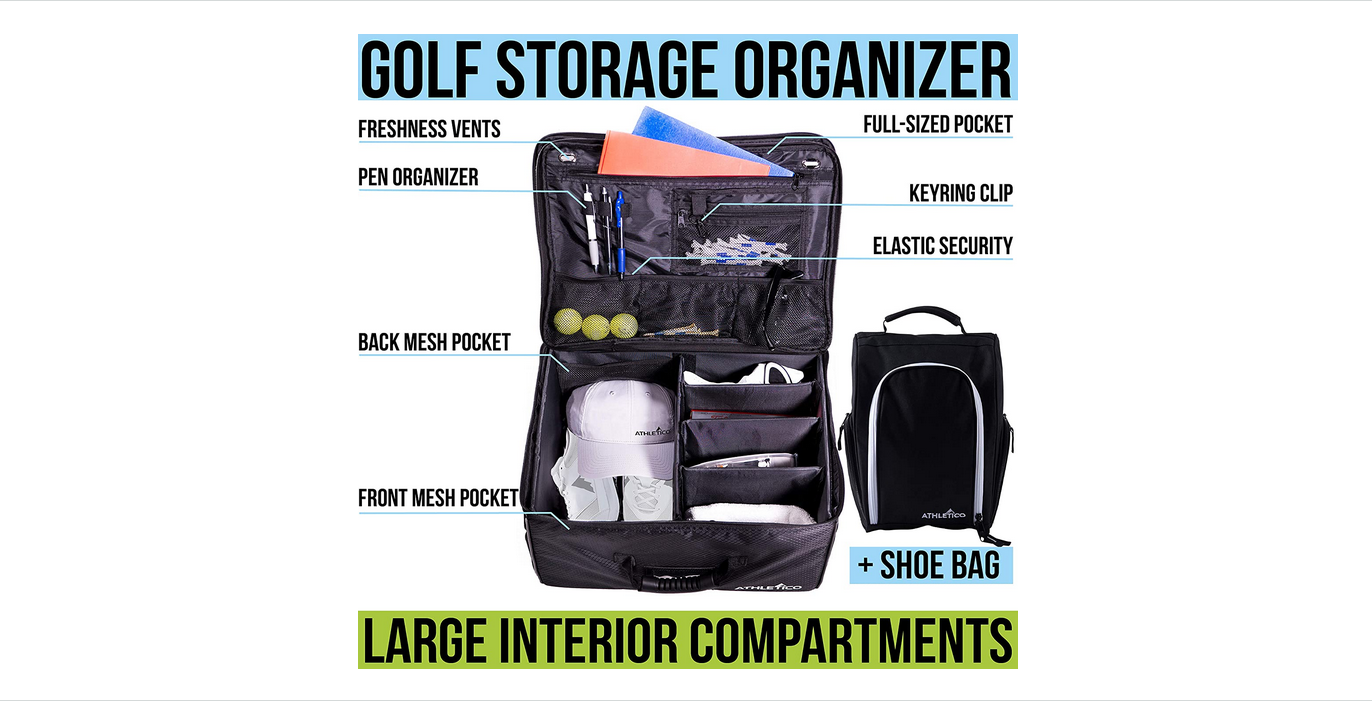 Trunk Organizer Golf Athletico Car Storage Locker Black Gear Foldable