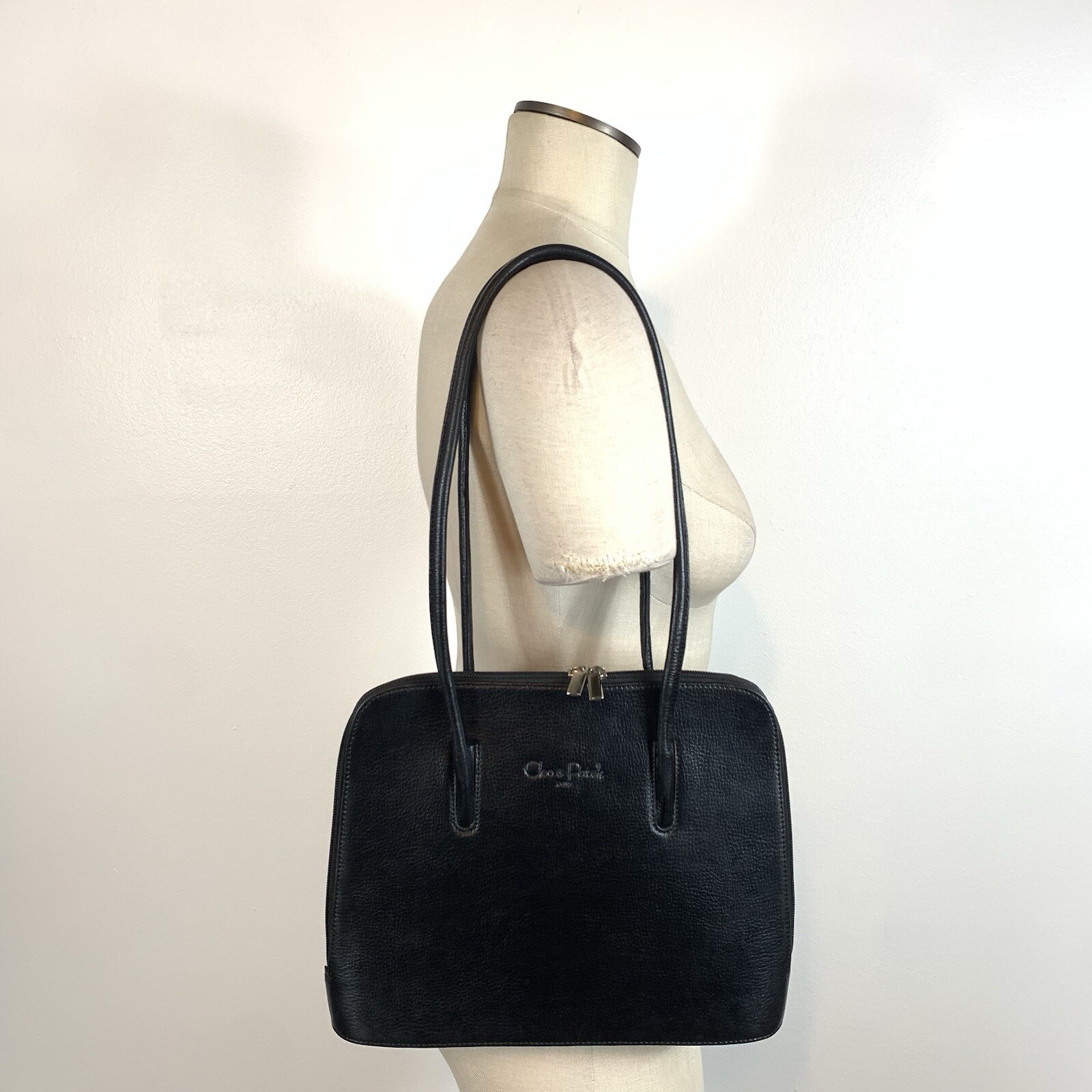 Cleo & Patek Paris Slim Fashion Genuine Leather Minimalist Shoulder Bag Black
