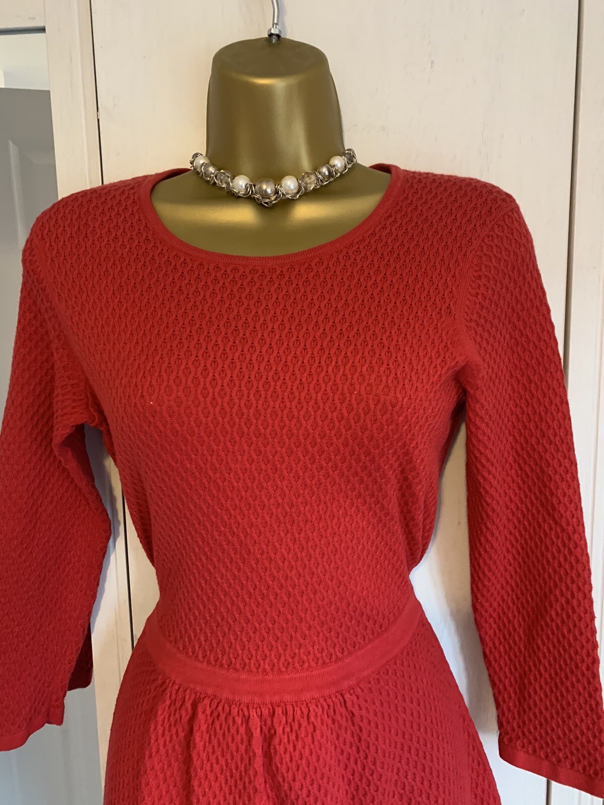 Hobbs Red Cotton Blend Zipped Long Sleeve Knit Jumper Dress UK 10 eBay