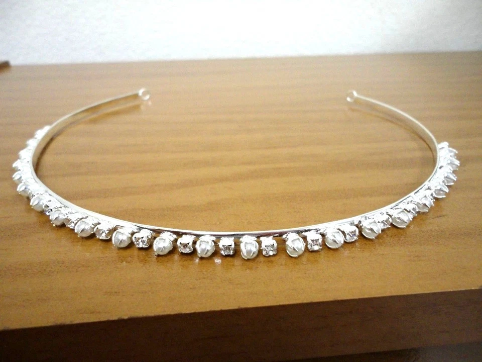 Elegante diadema de diamantes de imitación de perlas finas accesorio para el cabello C8029 Foto 2 de 3