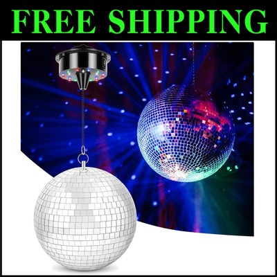 Battery-Powered 8'' Rotating Disco Ball with 4 RGBW LEDs for Parties & Weddings