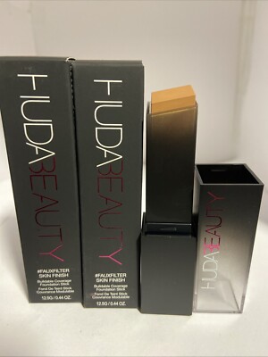 (2)Huda Beauty Fauxfilter Skin Finish Foundation Stick GINGER BREAD 430N 0.44 oz
