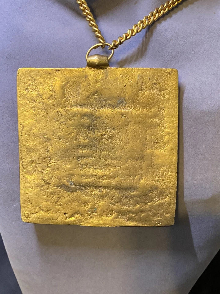 "Antiguo colgante amuleto zodiaco de latón tibetano en cadena de 28""" Foto 3 de 4