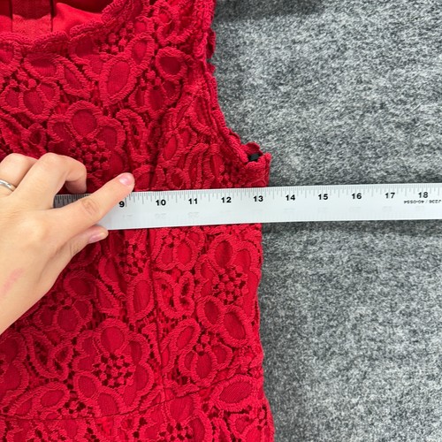 City Studio Dress Girls 3 Juniors Red Floral Crochet Sheath Midi Zipper Lined - Picture 5 of 7