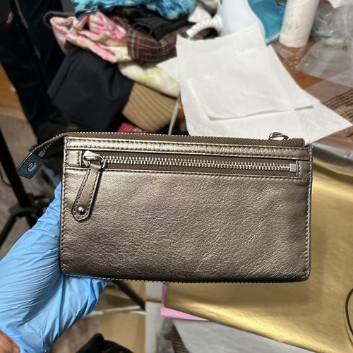 Coach Metallic Bronze Gold Pleated Front Wristlet - “Sanna - Picture 5 of 24