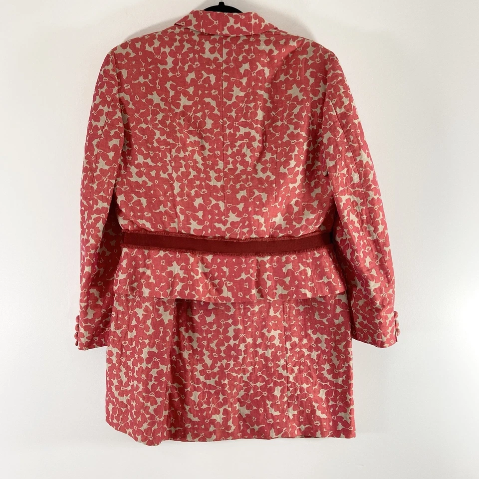 Moschino Barato y Elegante 2 Piezas Falda Traje Mujer 14 Beige/Rojo Floral Blazer Botones Foto 2 de 4