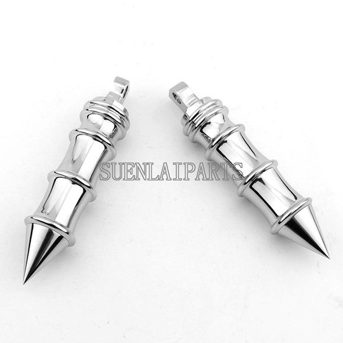 Chrome Highway Spiked Foot Pegs Rest Clamps For Harley Dadvison Motorcycle US - Foto 6 di 8