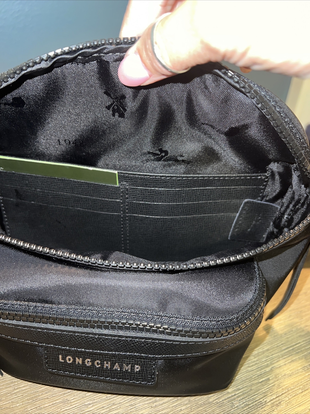 Longchamp Le Pliage Medium Neo Leather Trim Belt Bag Fanny Pack Black