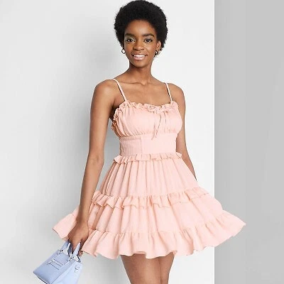 Women s Sleeveless Tiered Chiffon Fit Flare Skater Dress Wild