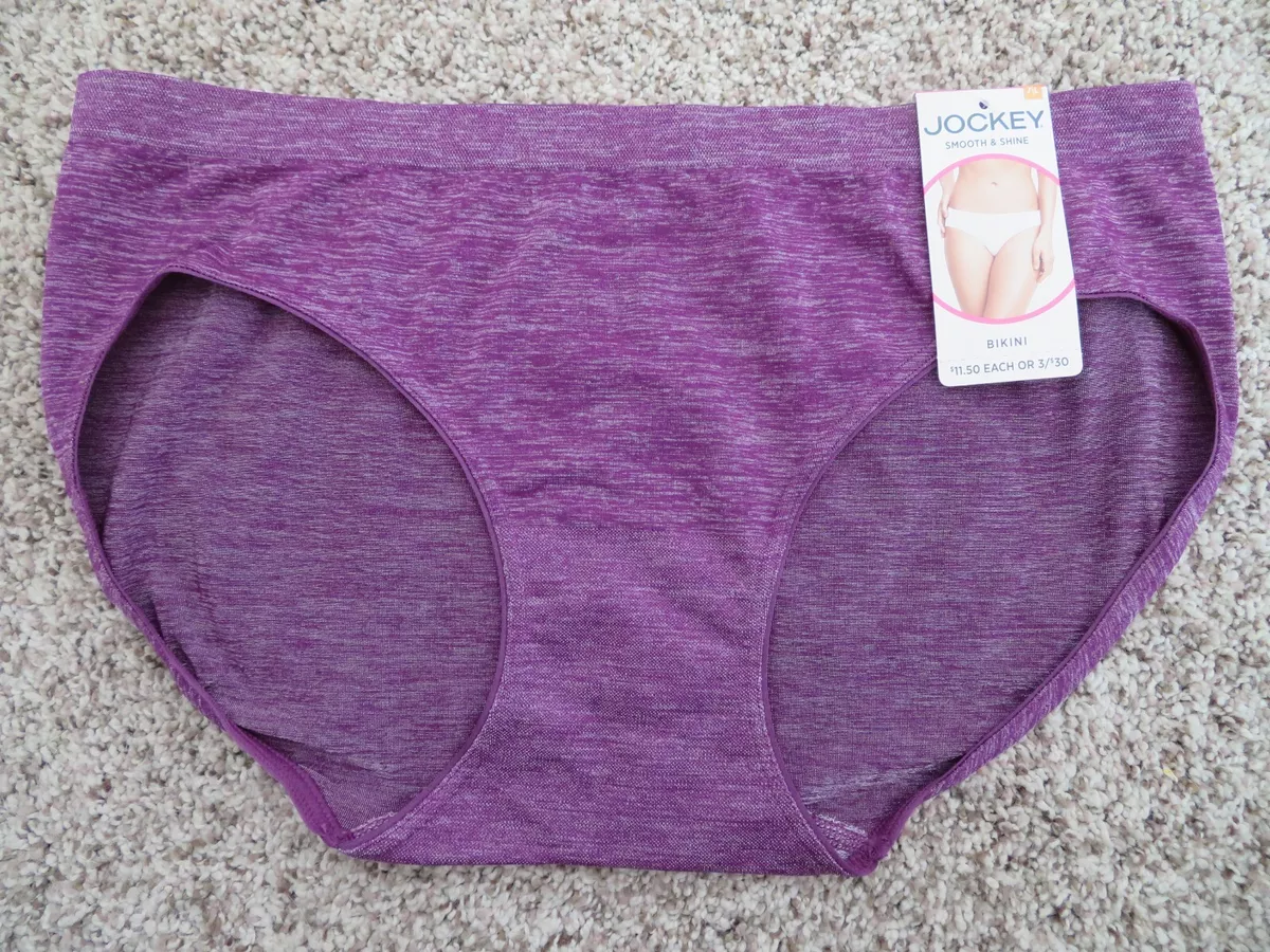 NWT NEW JOCKEY 7 L Smooth & Shine Bikini Purple Microfiber Seamless Pantie  Panty