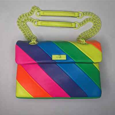 KURT GEIGER Brixton Lock Bag in Neon Rainbow New With Tag Retail
